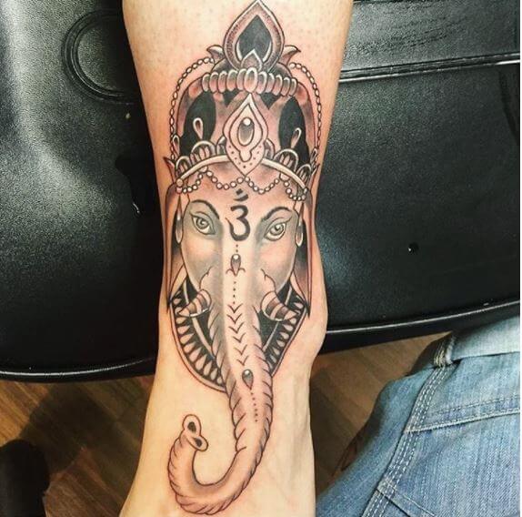 Ganesha Tattoo Design On Foot