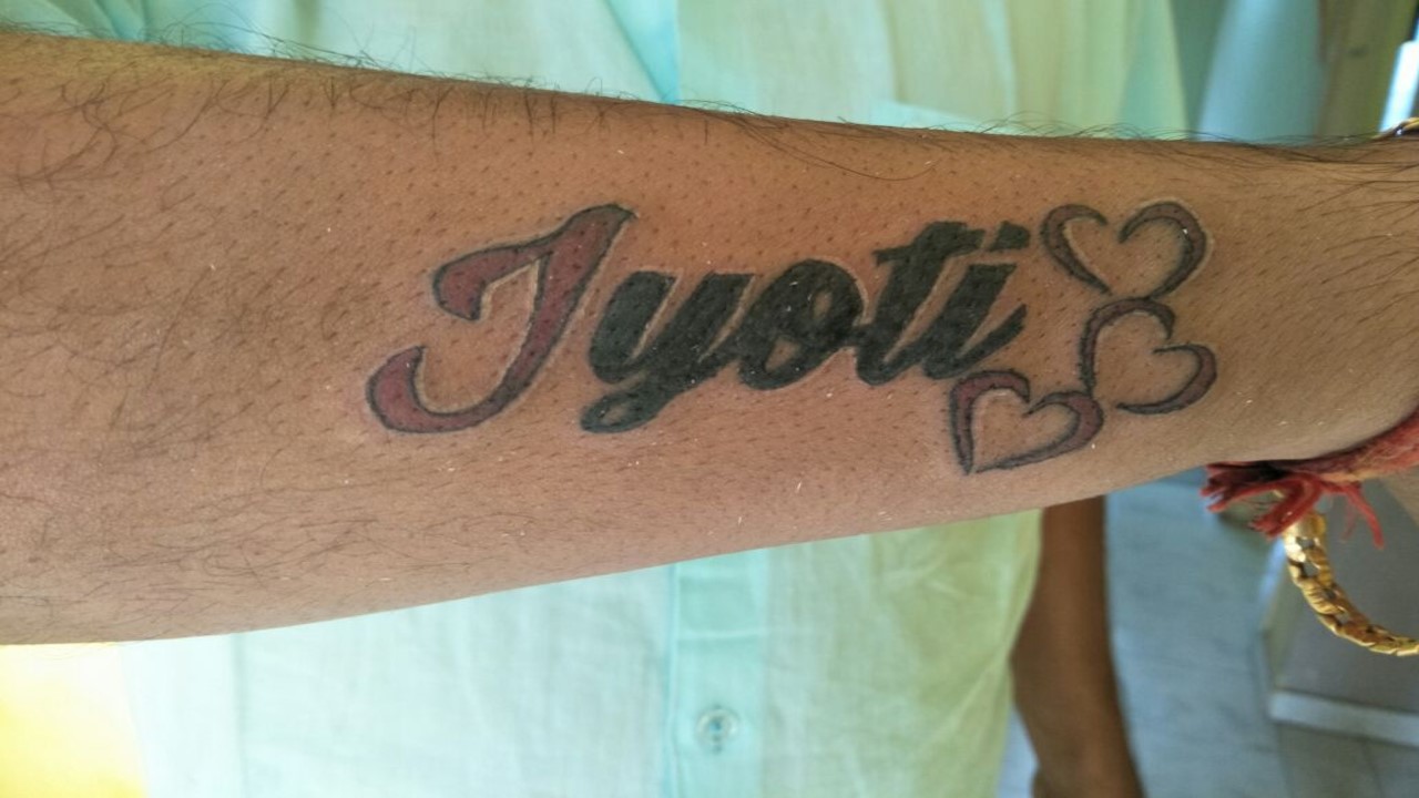Name Of Dhaval Tattoo by Rohit Panchal at CrazyAddictionTattoos  wwwcattattoostudiocom  Name tattoo Tattoos Tattoo quotes