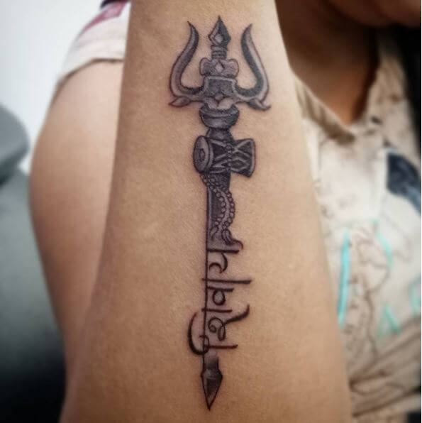 Trishul N Shiva Tattoo Design On Hand