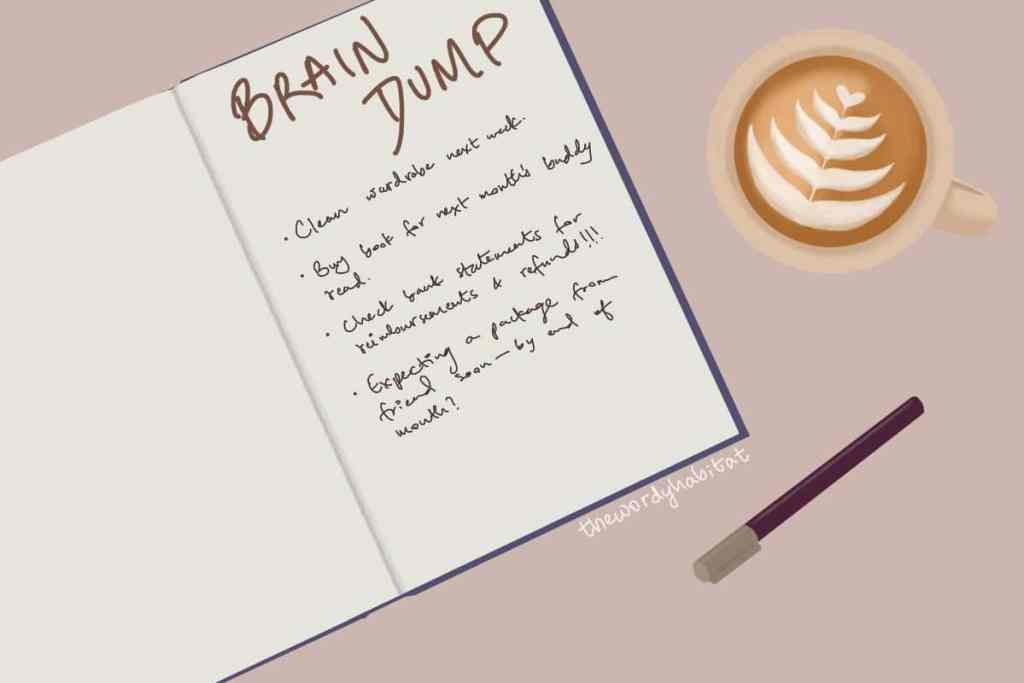 bullet journal brain dump page illustration