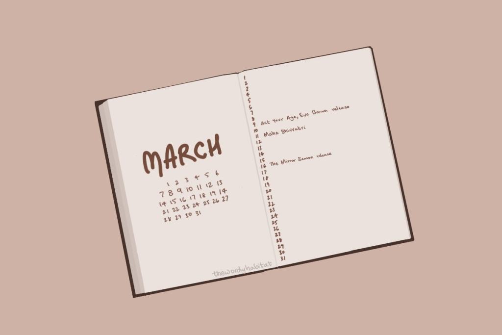 calendar page illustration with few important dates written 