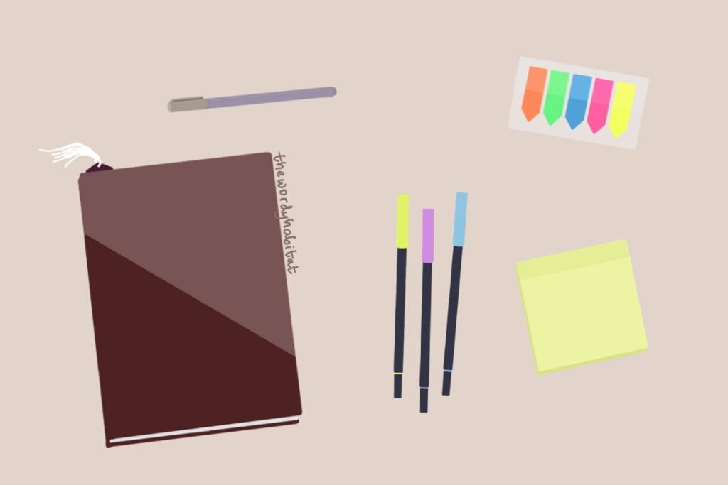 illustration art of book and annotation tools