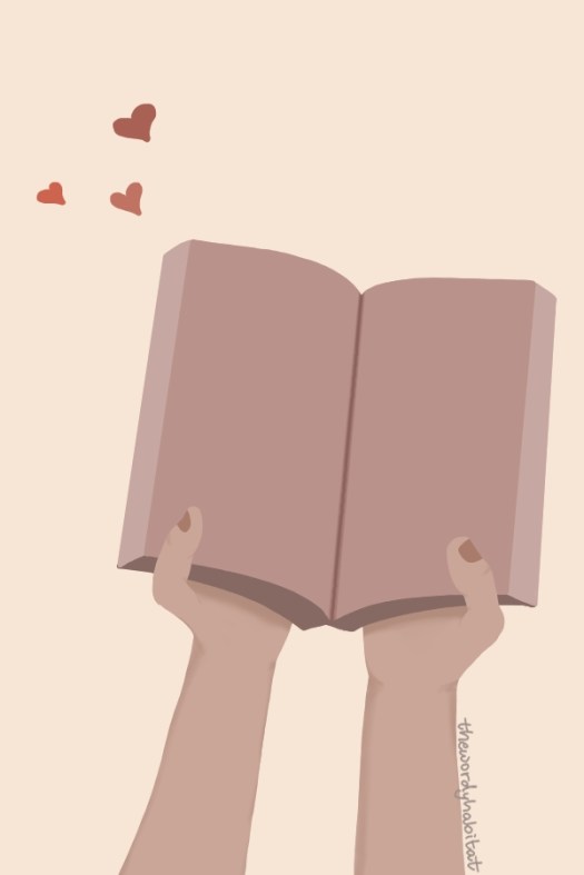 person holding a book open illustration