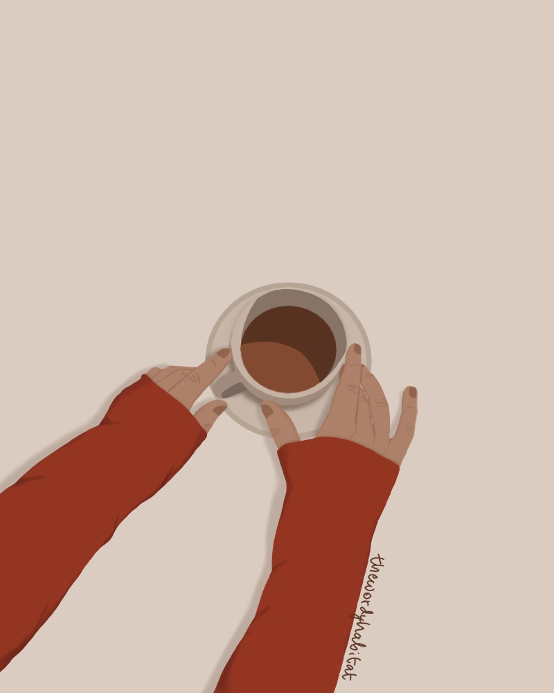 person holding mug with chai